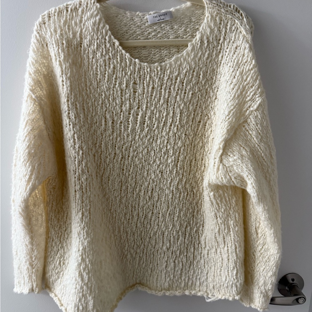 Aritzia RIVA Cream Textured Knit Sweater